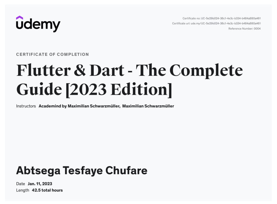 Udemy Flutter and Dart Advance